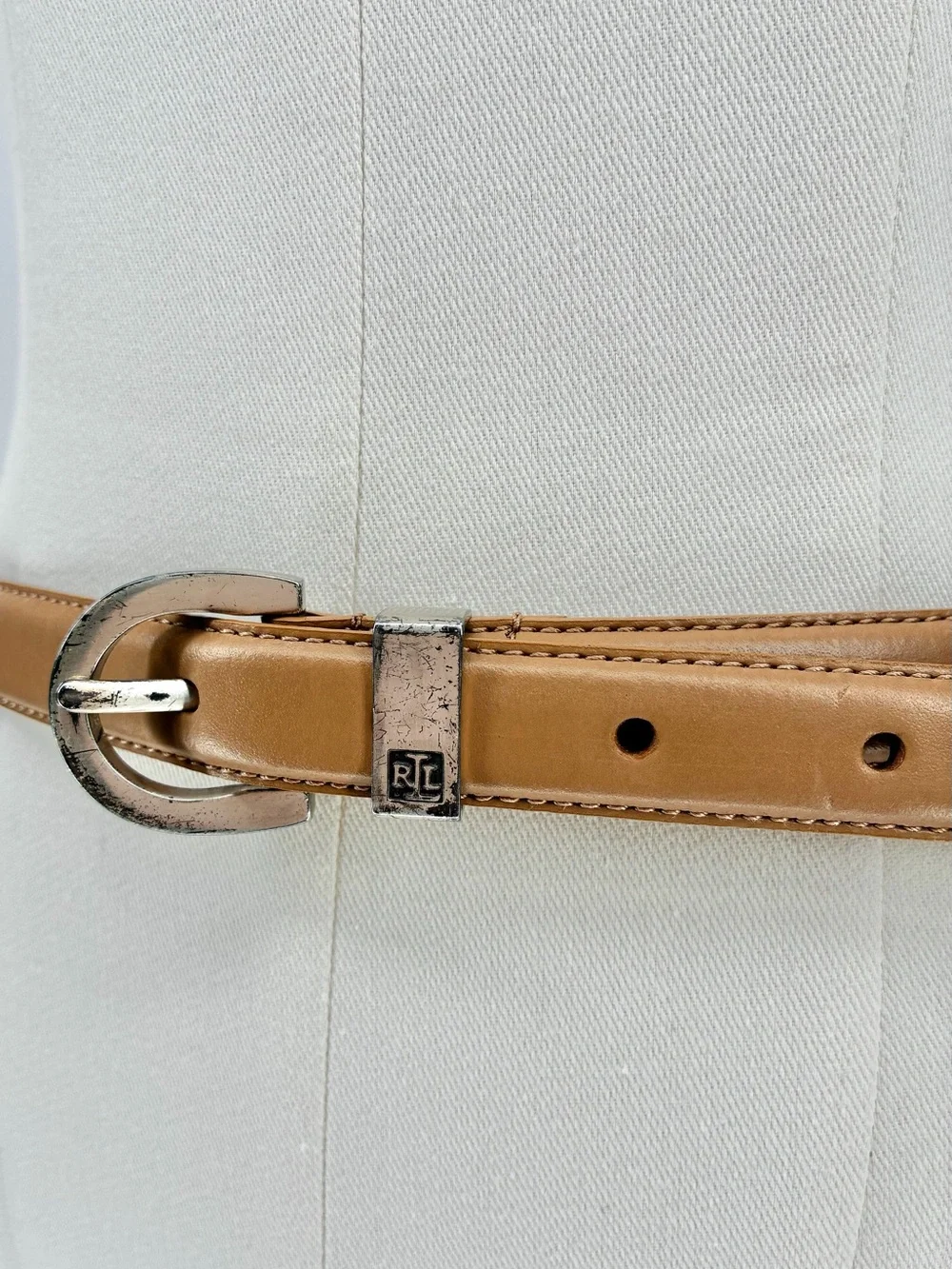 Lauren Ralph Lauren Women’s Cognac Brown Leather Skinny Belt Size M